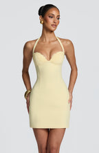 NEREA - Minivestido halter en tono amarillo limón™
