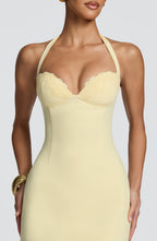 NEREA - Minivestido halter en tono amarillo limón™