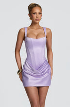 CAROLINA - Minivestido ajustado de satén corsetero™