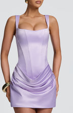 CAROLINA - Minivestido ajustado de satén corsetero™