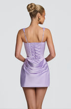 CAROLINA - Minivestido ajustado de satén corsetero™
