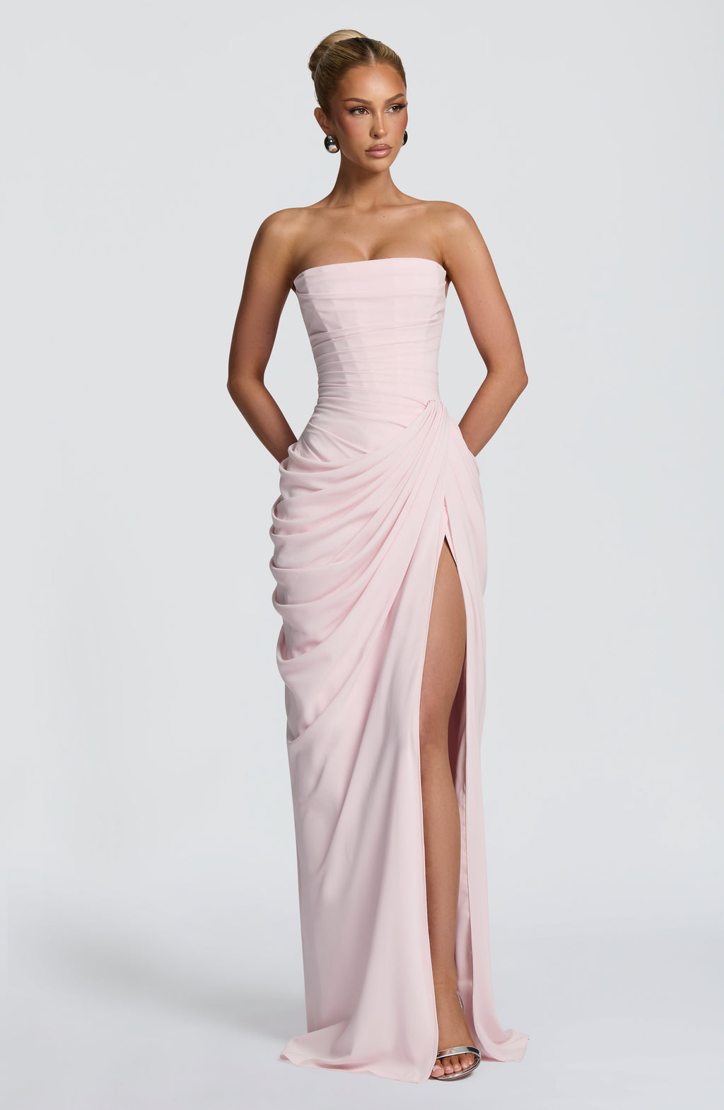 CELIA - Vestido largo de palabra de honor con drapeado™