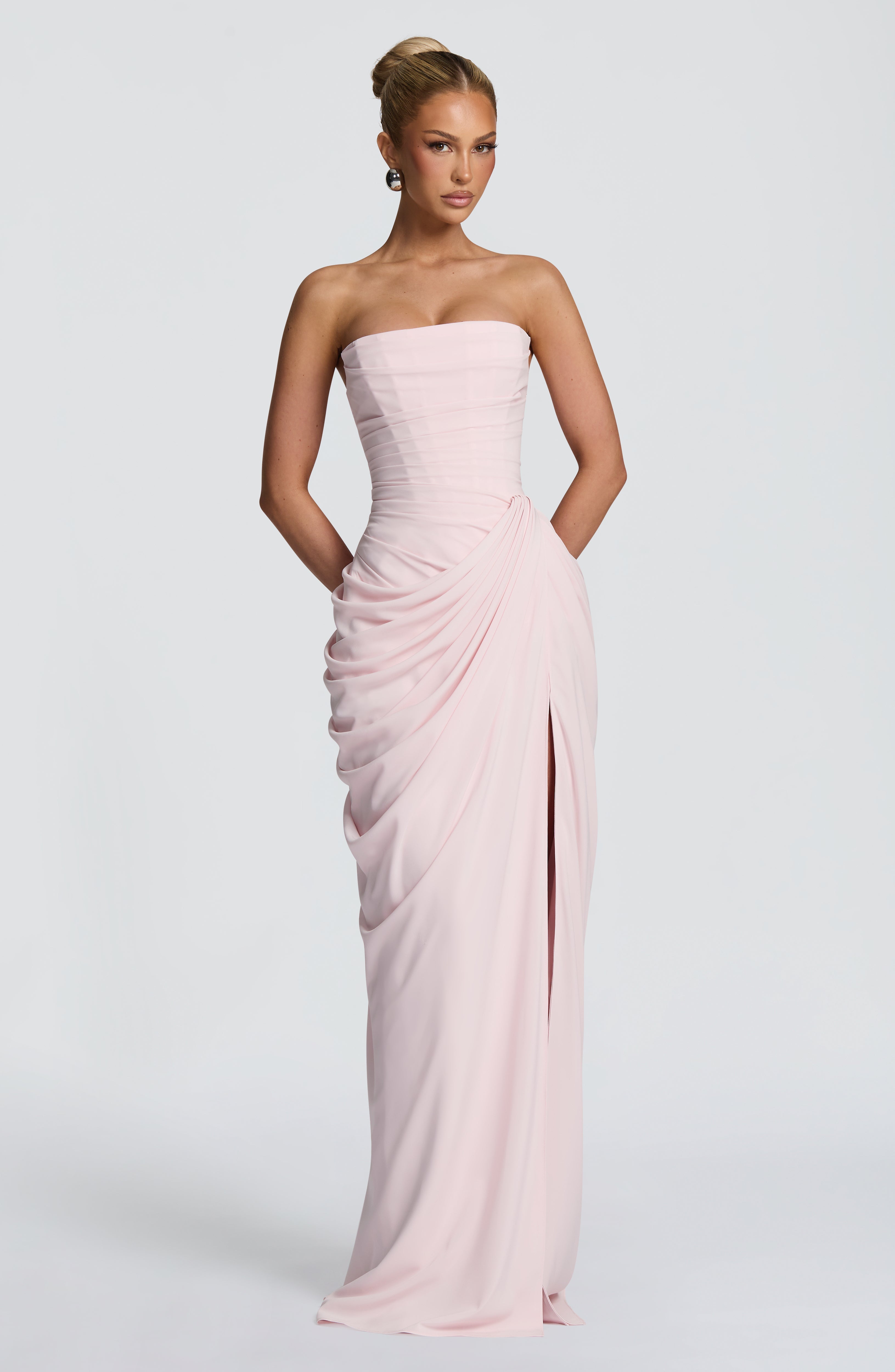 CELIA - Vestido largo de palabra de honor con drapeado™