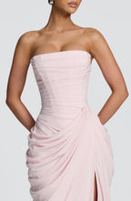 CELIA - Vestido largo de palabra de honor con drapeado™