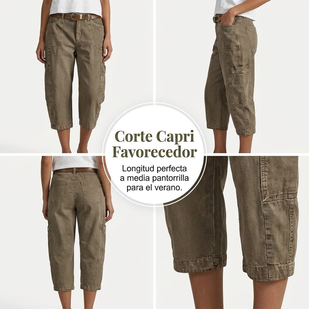 Violeta-Pantalones Capri Cargo