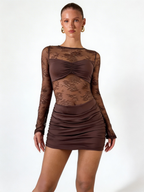 CATALINA - Minivestido de encaje y efecto fruncido™