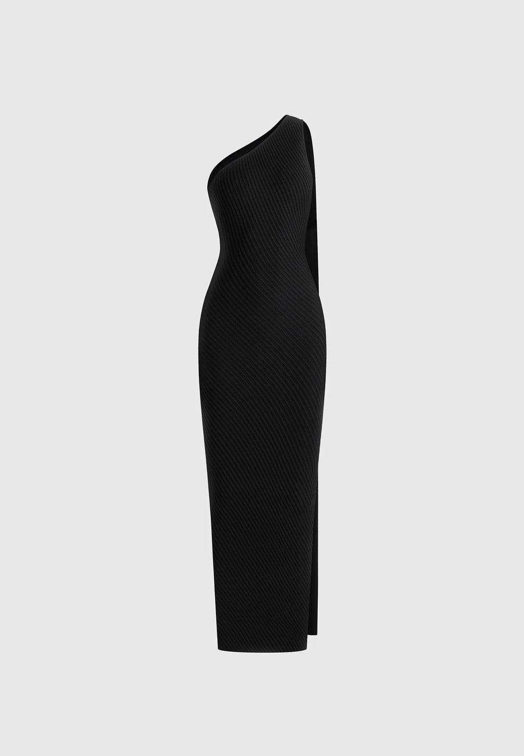NOOR-Vestido de Punto de Canalé con Capa
