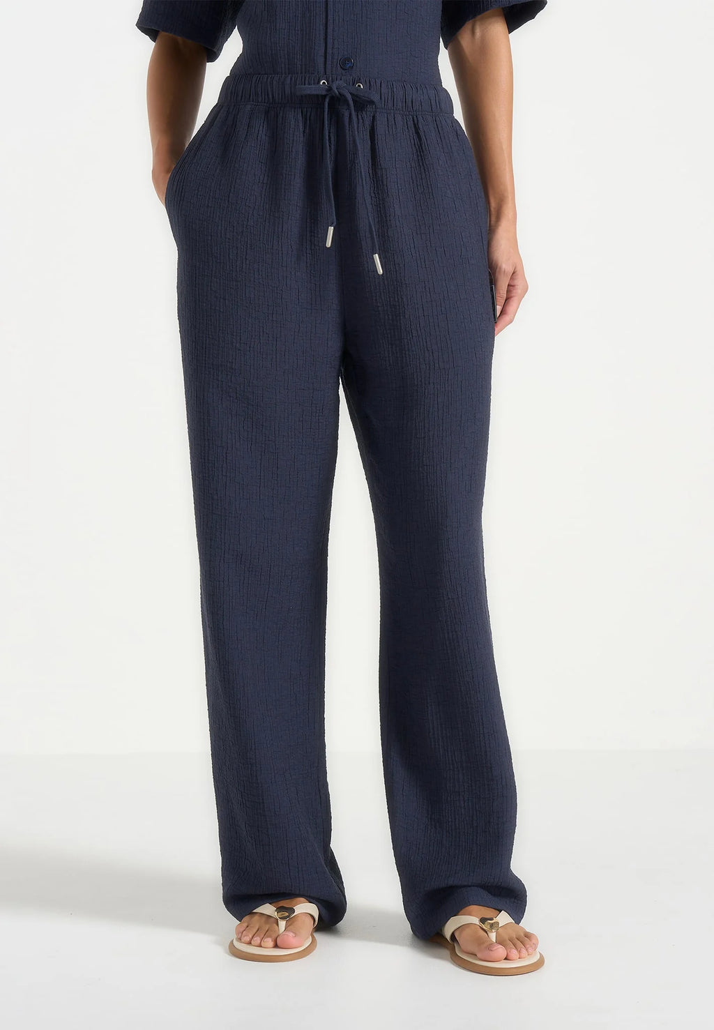 TRIANA-Pantalón de Lino con Fluidez y Textura