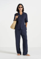 TRIANA-Pantalón de Lino con Fluidez y Textura