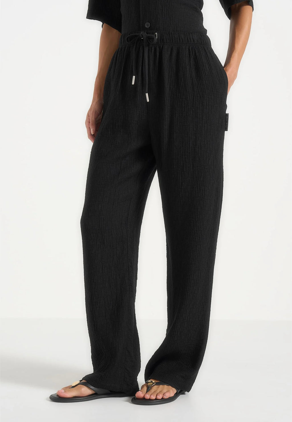 TRIANA-Pantalón de Lino con Fluidez y Textura