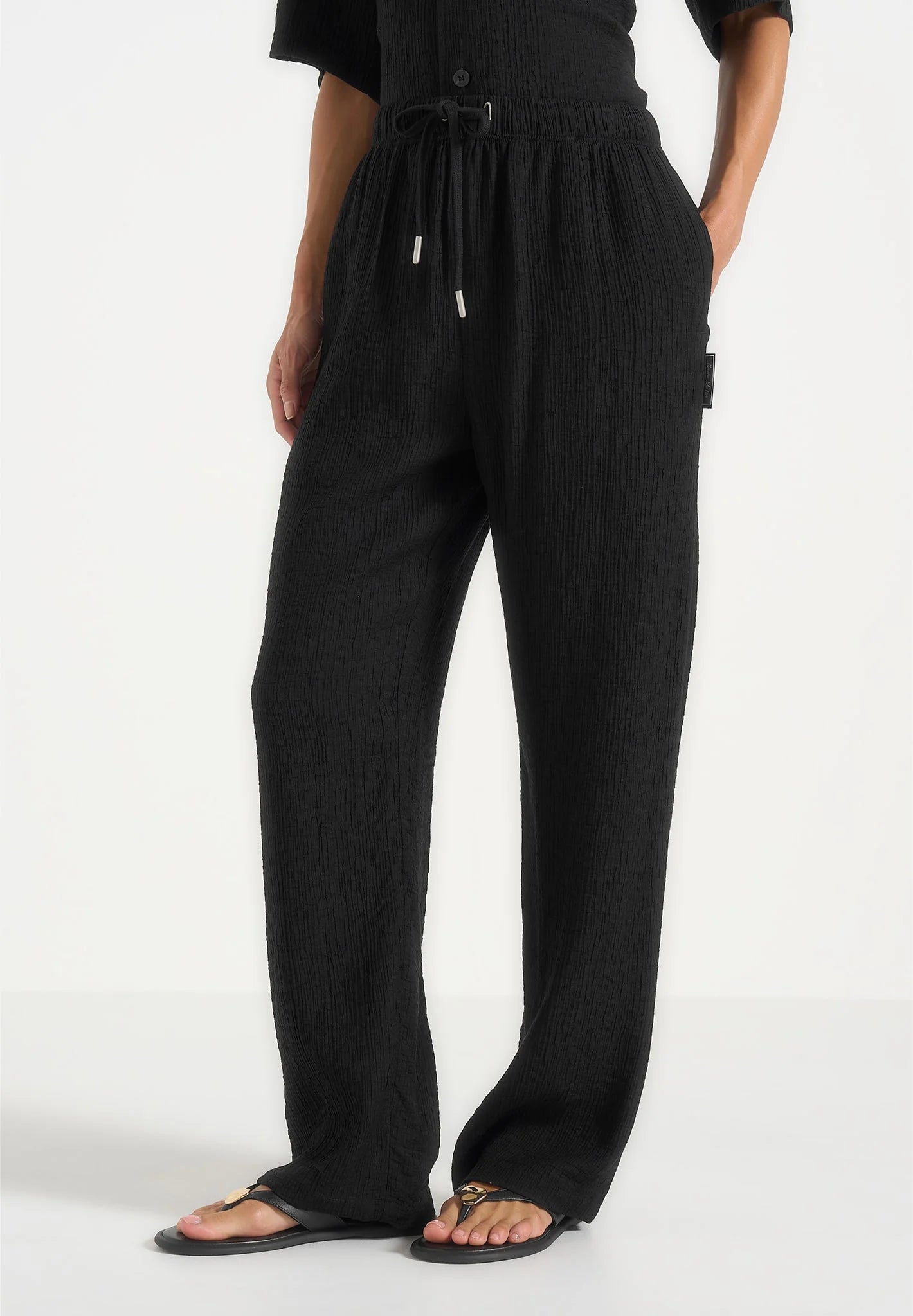 TRIANA-Pantalón de Lino con Fluidez y Textura