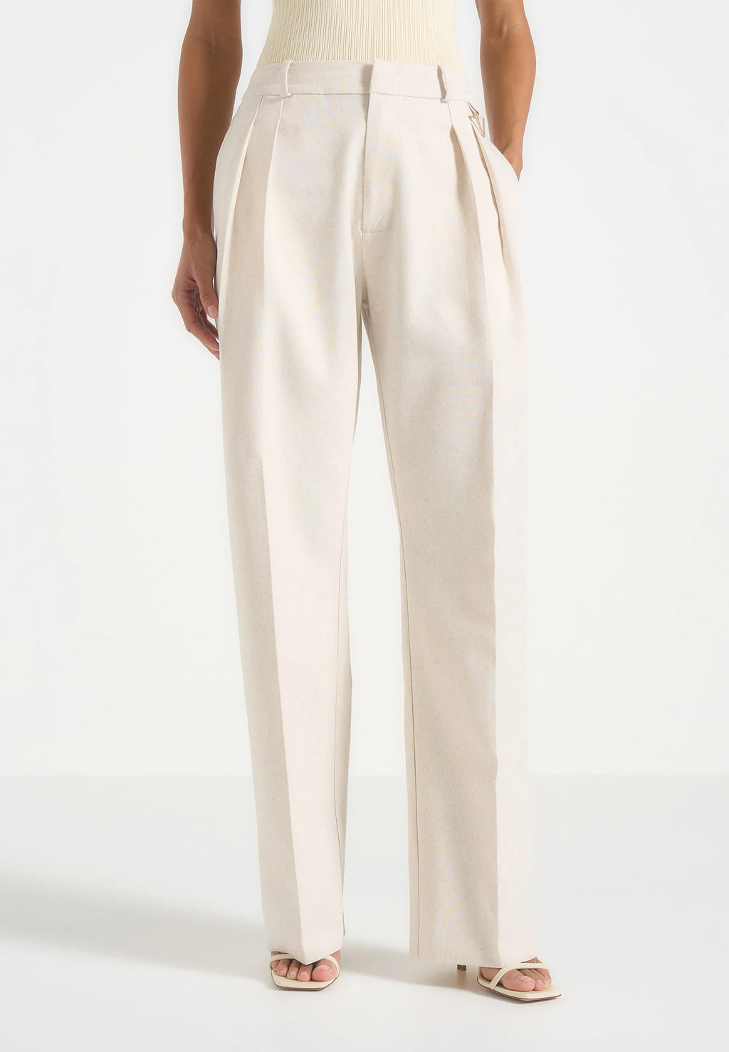 ARI-Pantalón Largo de Tiro Alto Elegante