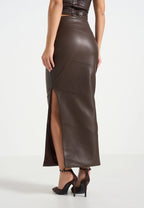 NATALIA-Falda Midi de Cuero y Estilo Contemporáneo