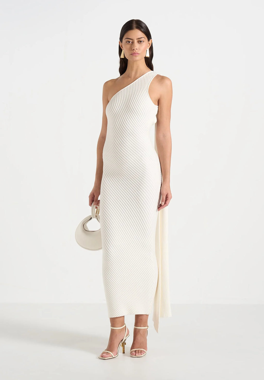 NOOR-Vestido de Punto de Canalé con Capa