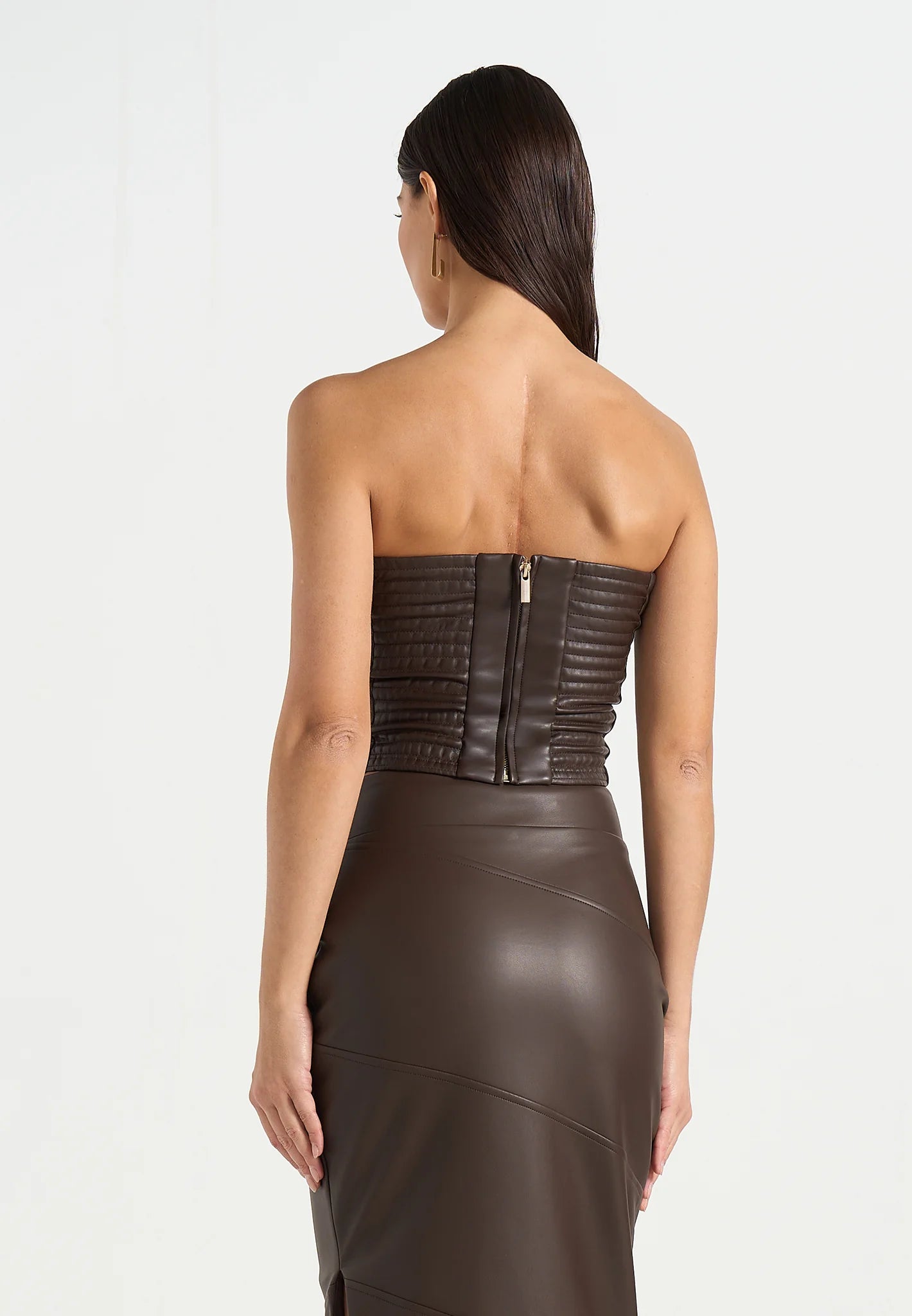 TATIANA-Top Bandeau de Cuero de Estilo Moderno y Estructurado