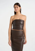 TATIANA-Top Bandeau de Cuero de Estilo Moderno y Estructurado