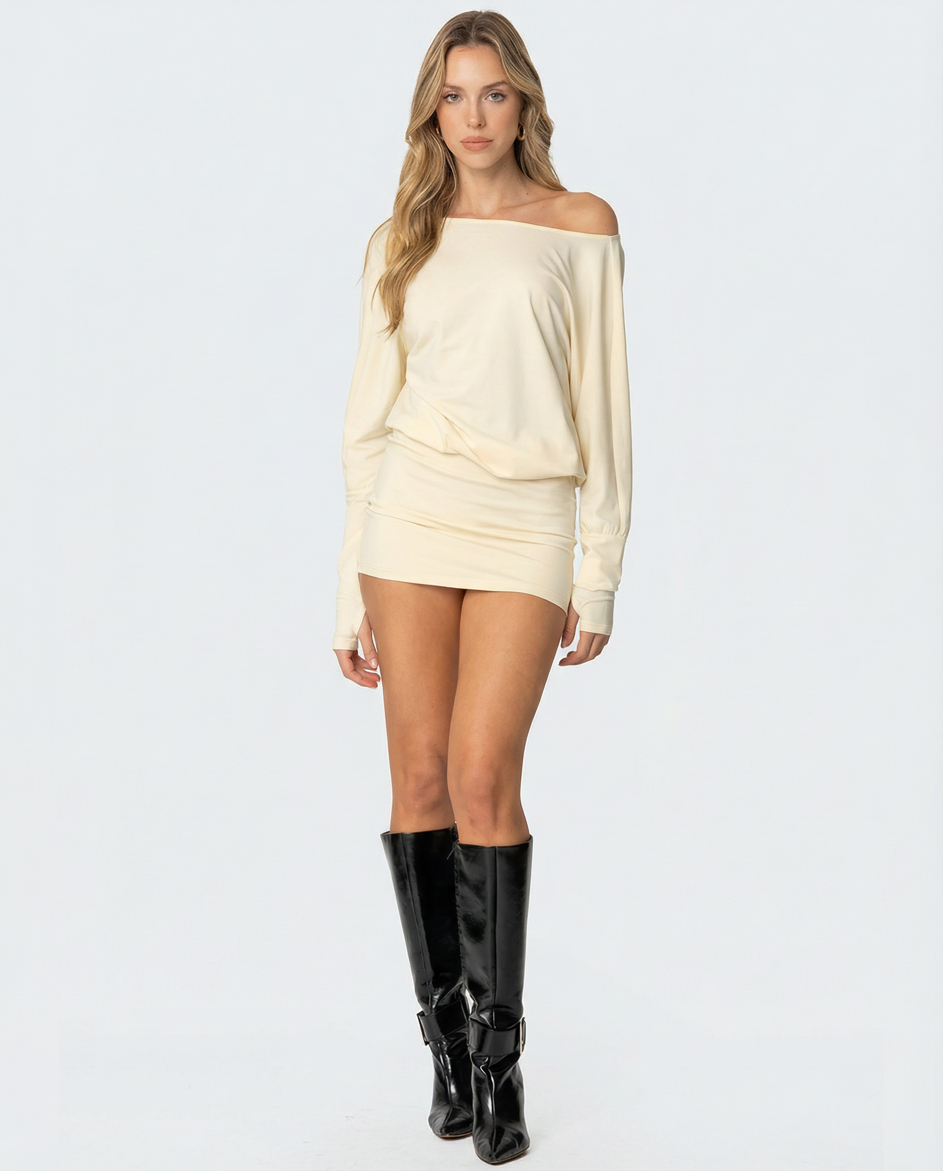 ESMERALDA - Minivestido de punto con escote barco y espalda abierta™