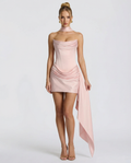 CAMILA - Minivestido encorsetado con fular/capa asimétrica™
