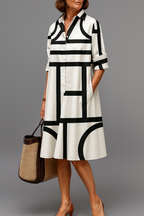 ANGIE - Vestido camisero midi con estampado geométrico abstracto™