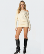 ESMERALDA - Minivestido de punto con escote barco y espalda abierta™