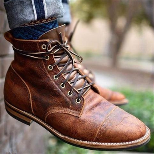 RODRIGO - Botas de piel con cordones estilo militar y pátina envejecida™