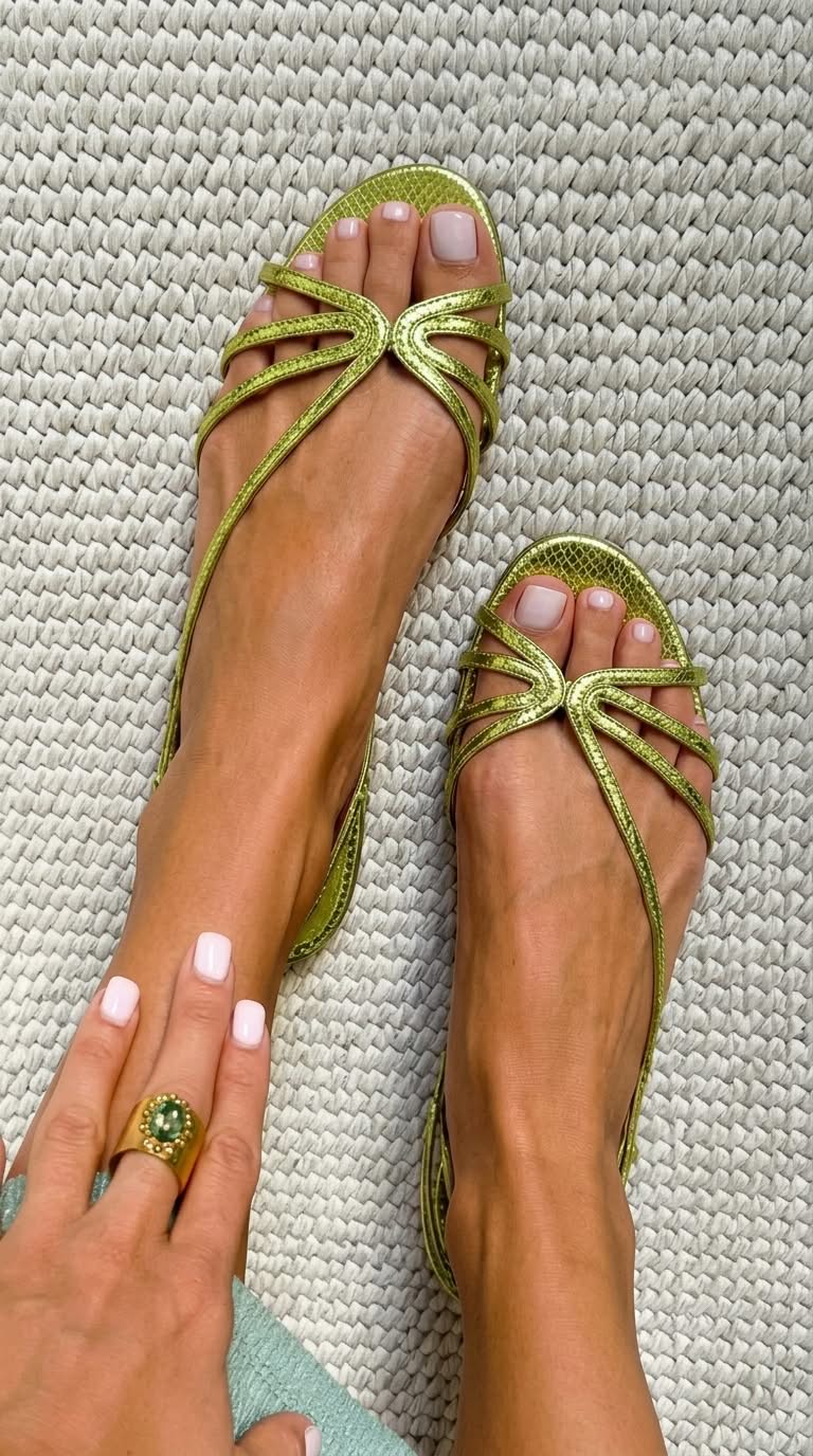 CELIA - Sandalia plana con tiras finas entrelazadas y acabado metalizado™