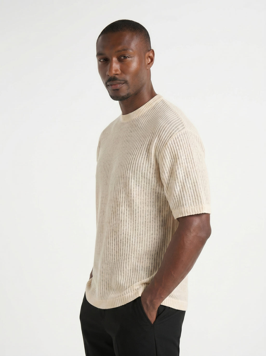 PEPE-Camiseta de viscosa acanalada con cuello redondo