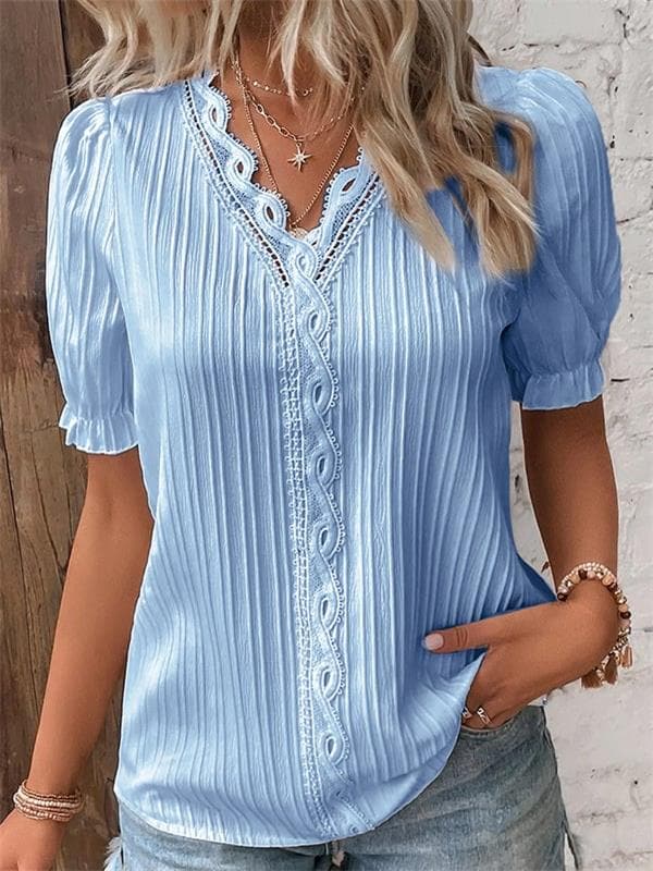 CLARA - Blusa de encaje con cuello en V™