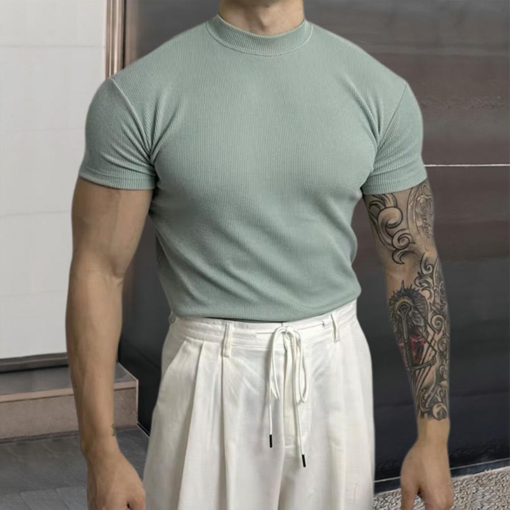 ISMAEL - Camiseta de manga corta acanalada con cuello perkins™