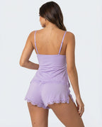 SILVIA - Conjunto de pijama lencero de tirantes y short con encaje™