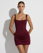 ALMUDENA - Minivestido drapeado de tirantes con lazada posterior™