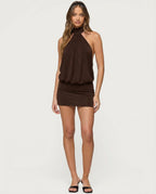 BLANCA - Minivestido halter fruncido de estilo ibicenco™