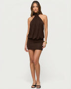 BLANCA - Minivestido halter fruncido de estilo ibicenco™