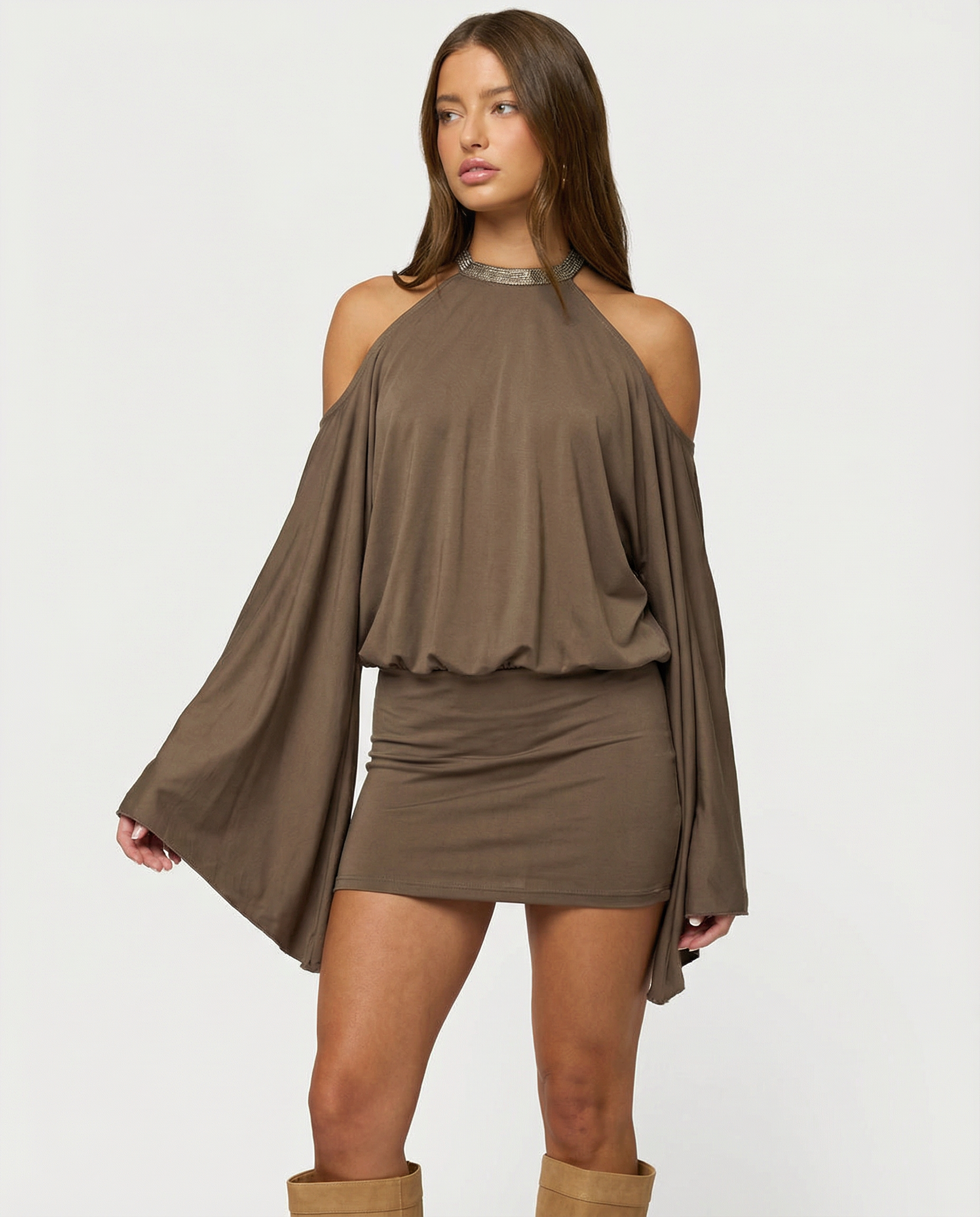 VERÓNICA - Minivestido boho drapeado con espalda al aire y detalle mariposa™