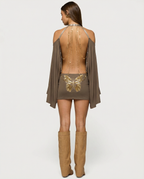 VERÓNICA - Minivestido boho drapeado con espalda al aire y detalle mariposa™