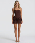 ALMUDENA - Minivestido drapeado de tirantes con lazada posterior™