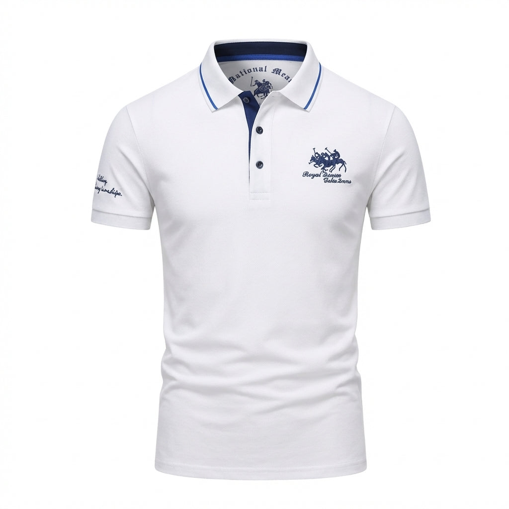 SANTI - Polo de manga corta en piqué con detalles a contraste y bordado emblemático™