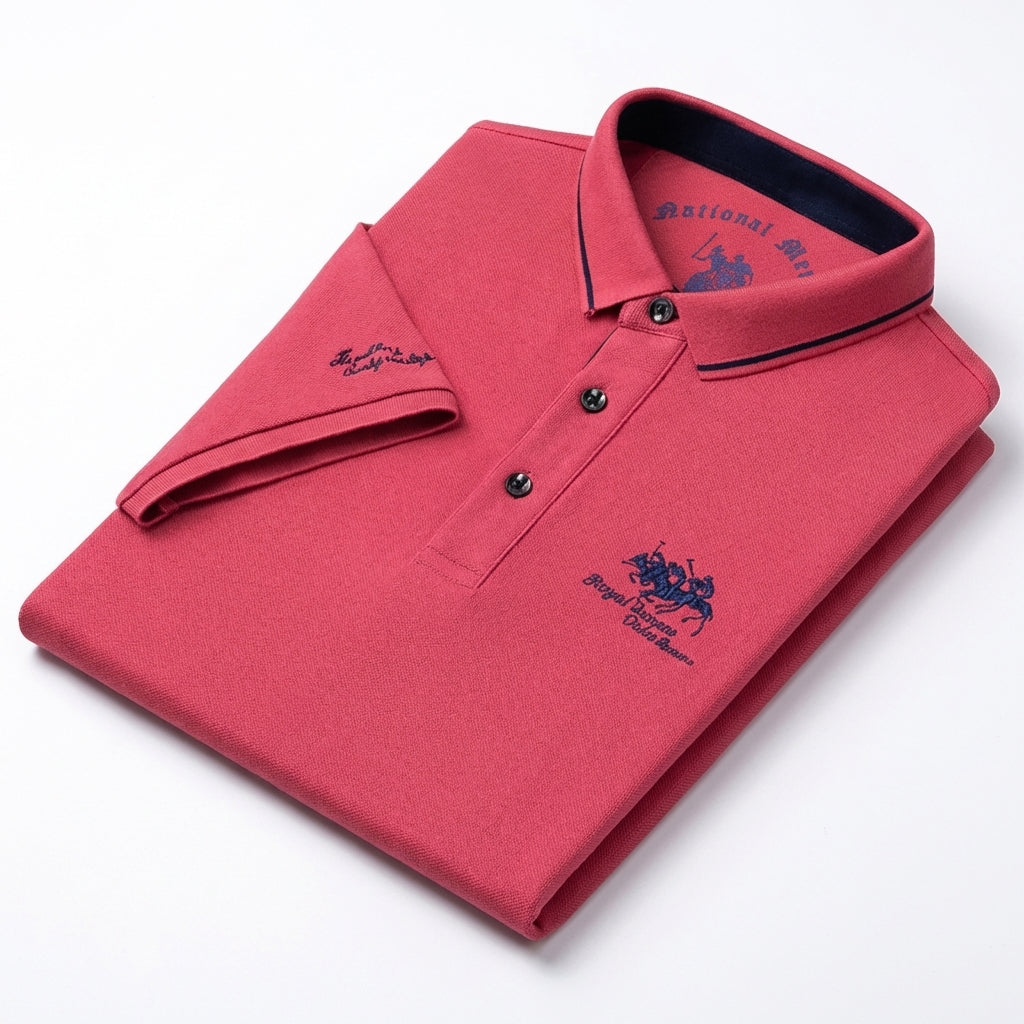SANTI - Polo de manga corta en piqué con detalles a contraste y bordado emblemático™