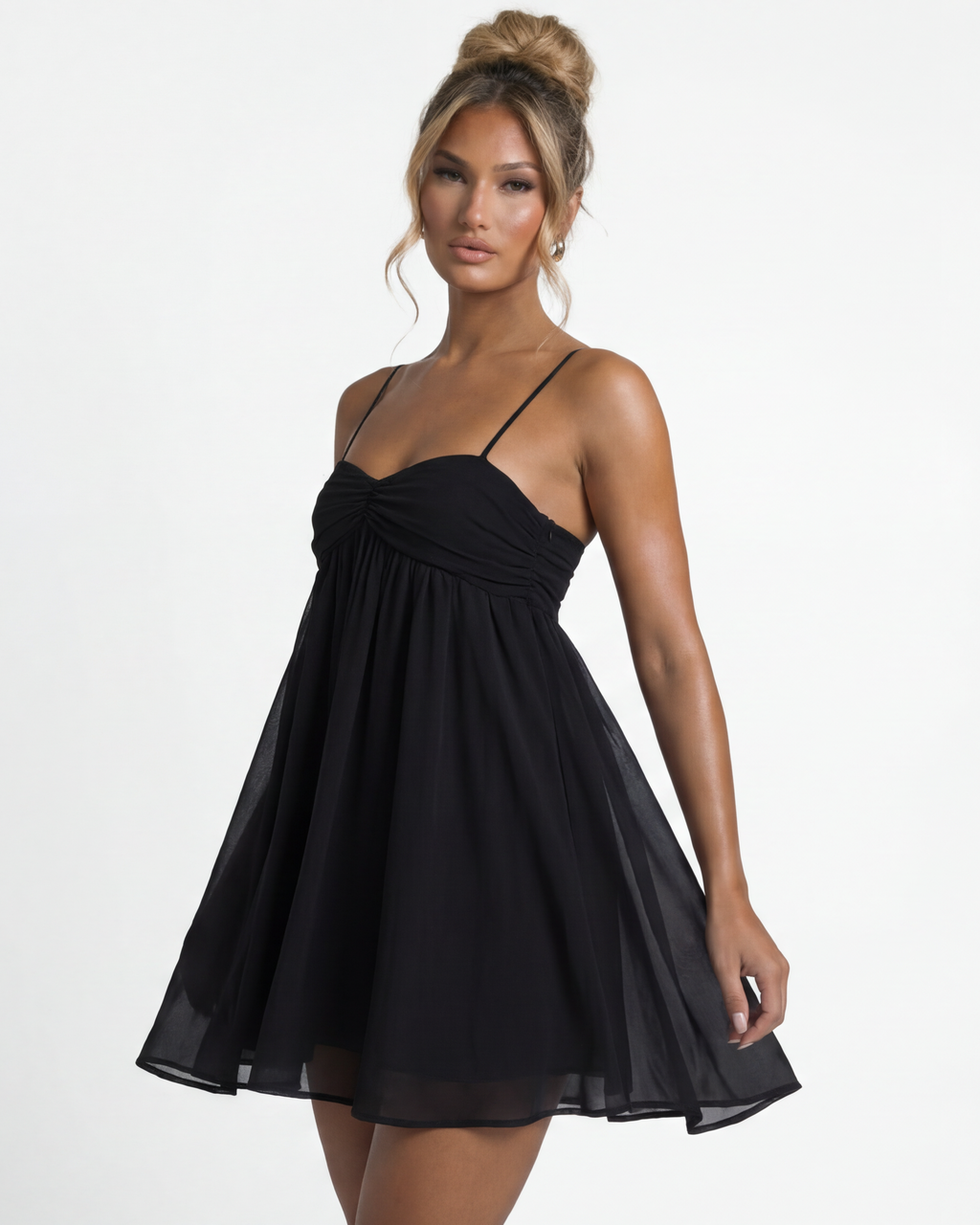 AINHOA - Minivestido babydoll de tirantes con vuelo e inclinación acampanada™
