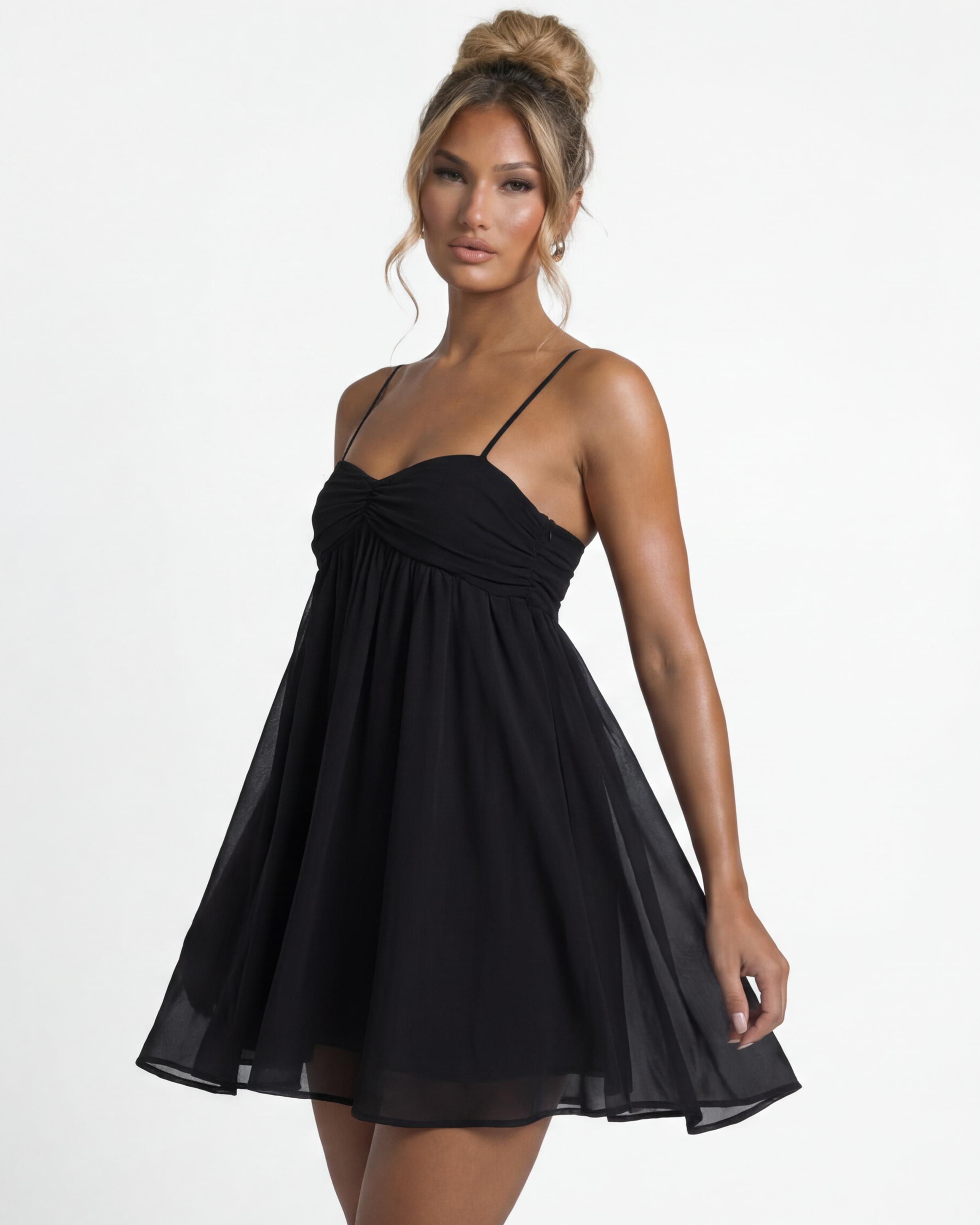 AINHOA - Minivestido babydoll de tirantes con vuelo e inclinación acampanada™