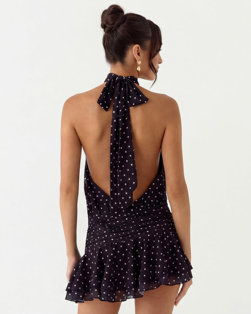 LUCÍA - Minivestido halter de lunares con espalda al aire™
