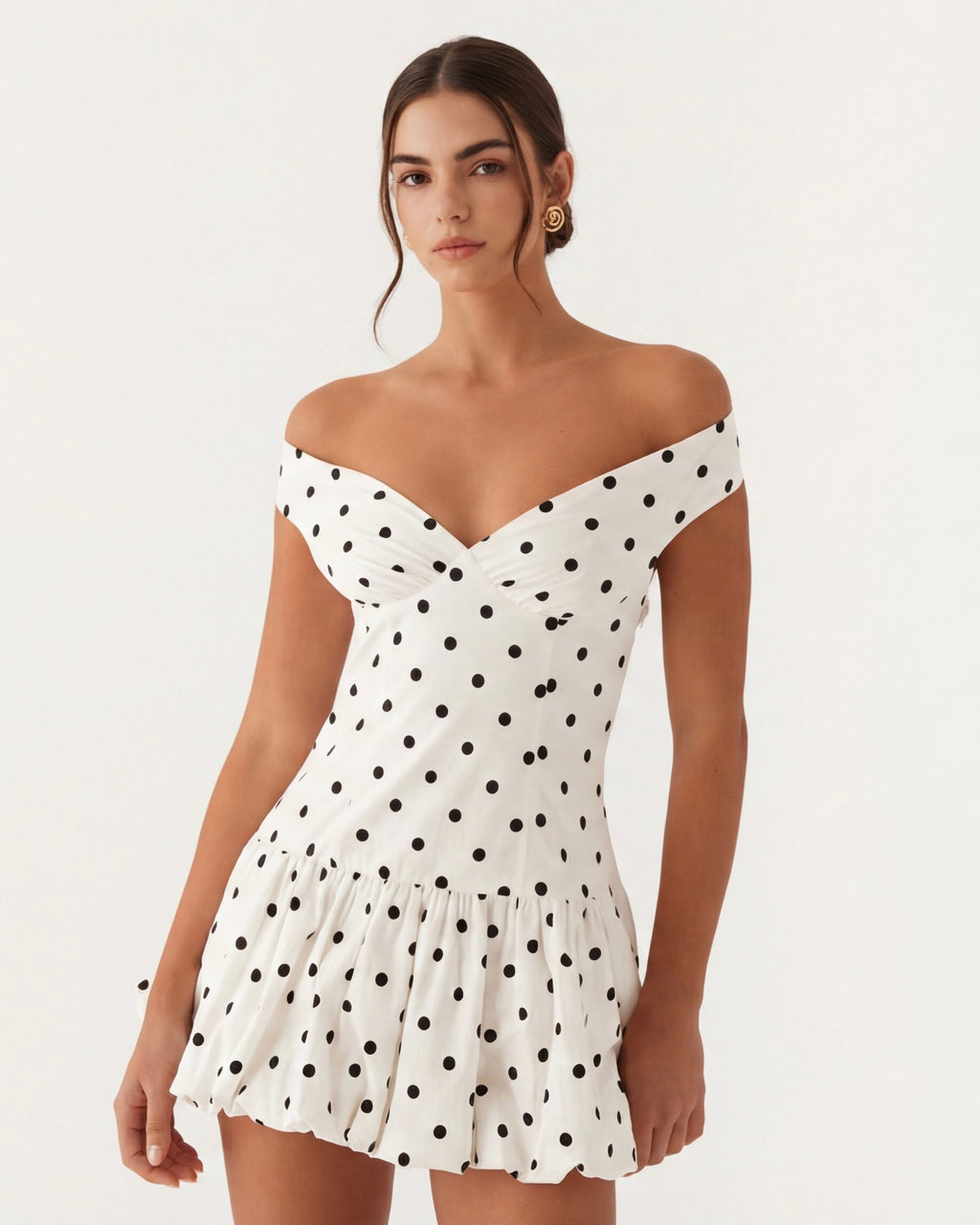 MANUELA - Minivestido con escote barco de lunares™