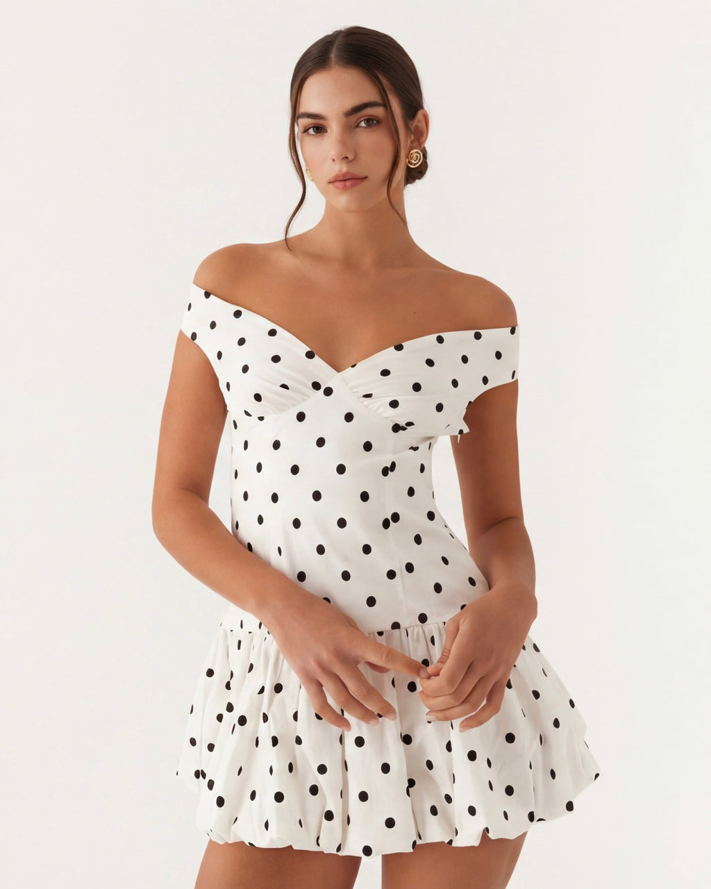 MANUELA - Minivestido con escote barco de lunares™