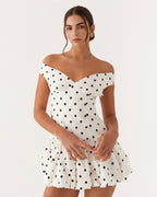 MANUELA - Minivestido con escote barco de lunares™