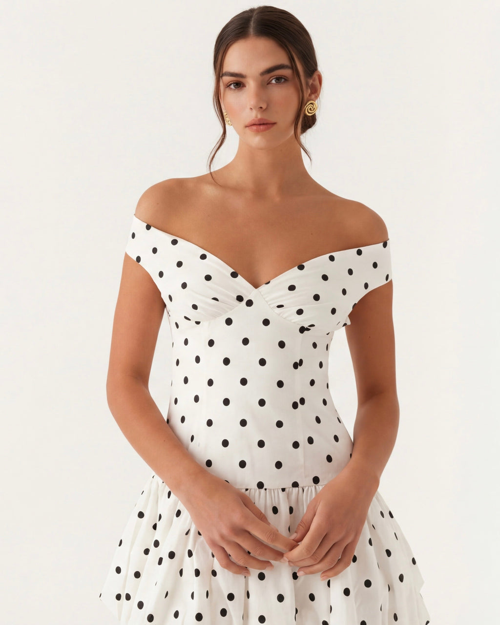 MANUELA - Minivestido con escote barco de lunares™