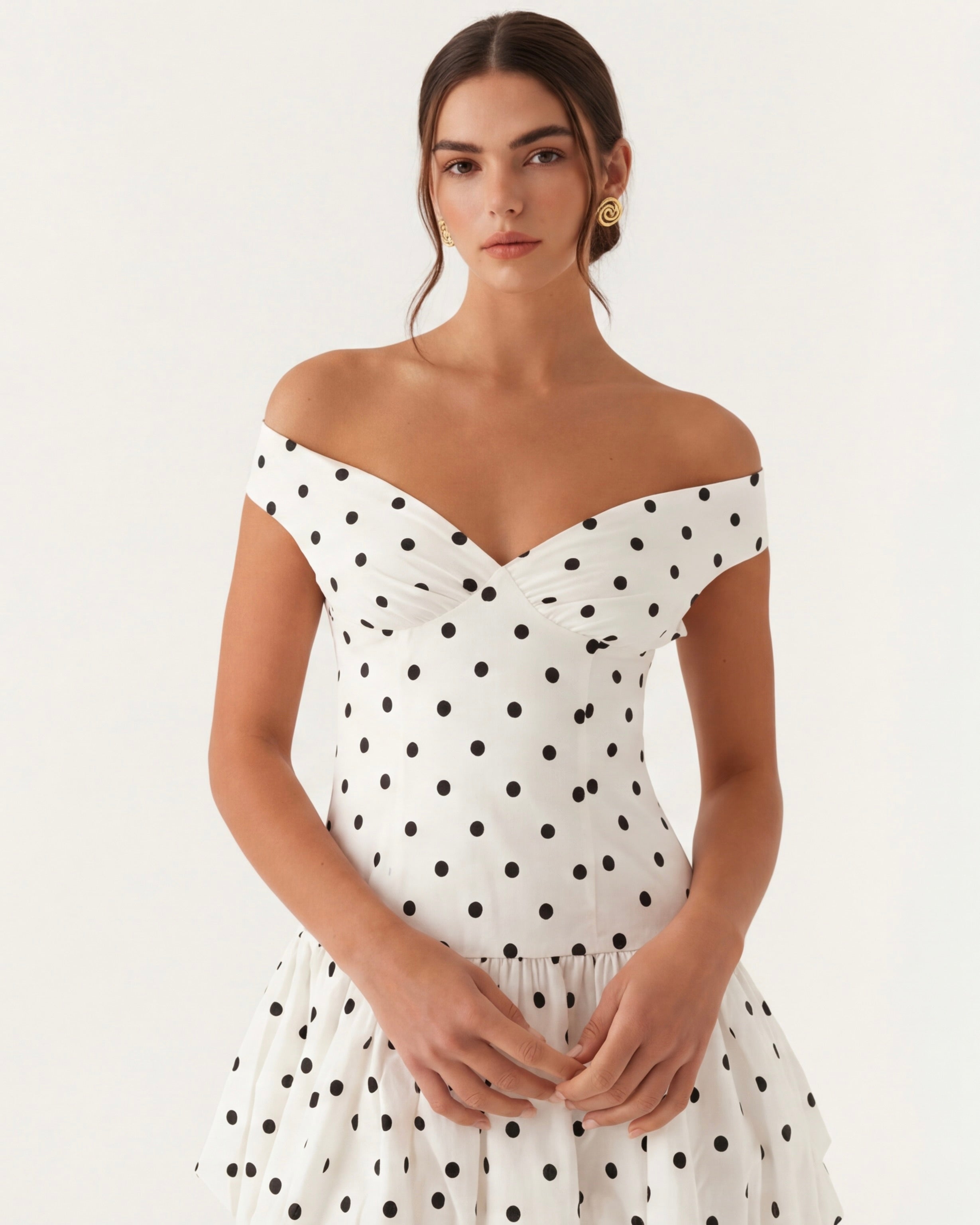 MANUELA - Minivestido con escote barco de lunares™