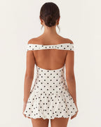 MANUELA - Minivestido con escote barco de lunares™