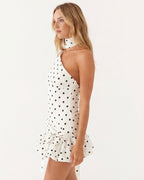 CARLOTA - Minivestido halter de lunares con lazada™