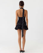 CARLOTA - Minivestido halter de lunares con lazada™