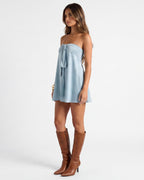 LOURDES - Minivestido palabra de honor con lazada frontal™